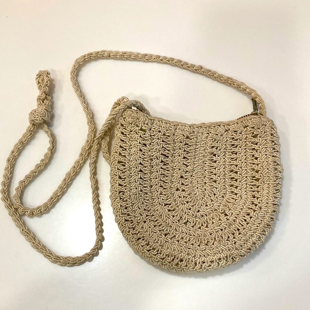 Unique Mini Macrame Cream Woven Shoulder Bag for Any Age Girl